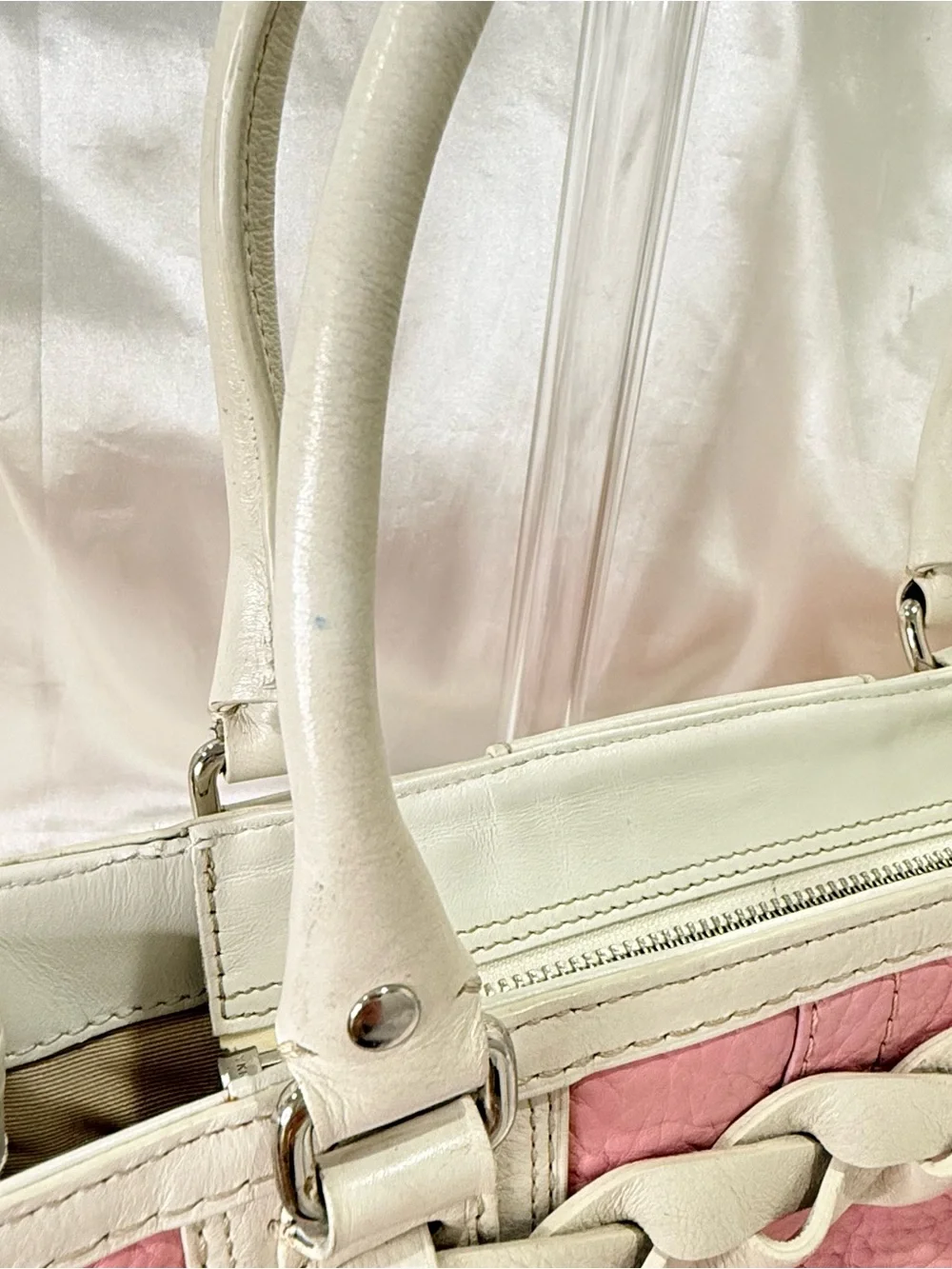 Vintage Coach Y2K Hamptons Carryall Satchel Bag Pink Leather Coquette F13084
